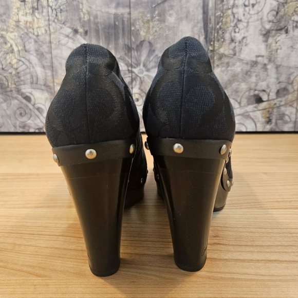 Coach "Carlie" black monorgram heels size 6 US - Picture 4 of 9